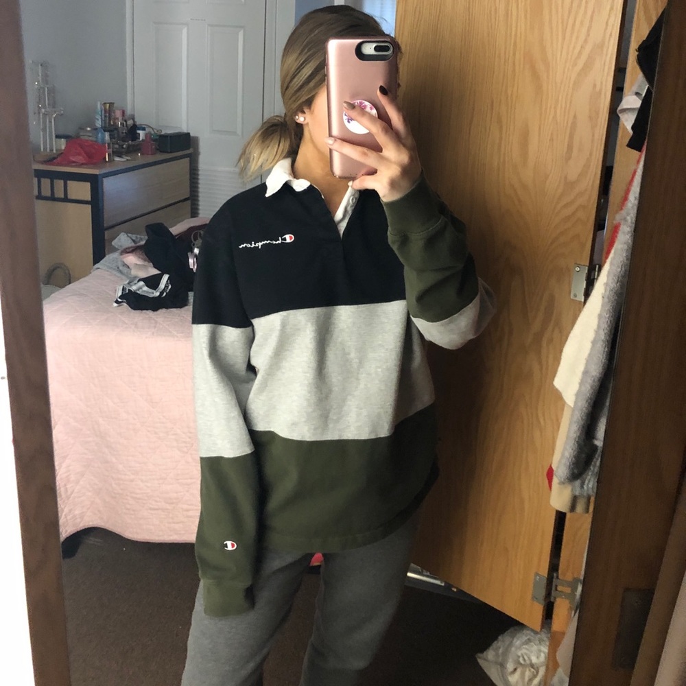 champion polo long sleeve